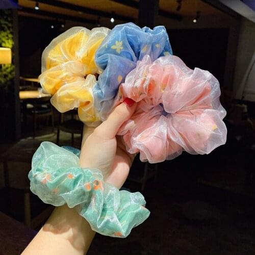 Sweet Flower Printed Srcunchie Fashion Summer Hair Ties For Women Lovely Print Hair Bands Ponytail Holder Girl Hair Accessories