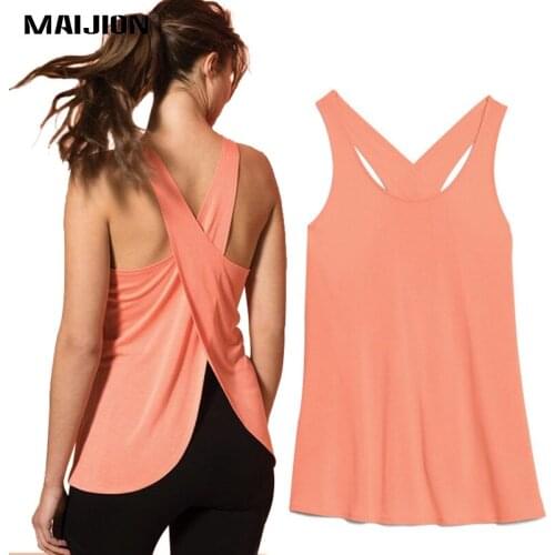 Women Cross Black Yoga Shirts Workout Running Tank Tops Yoga Vest Sleeveless Body Building Fitness Sport Quick Dry T-Shirt