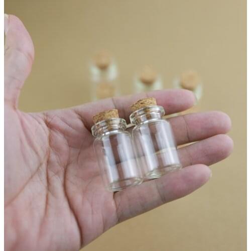 100pcs/Lot 22*35mm 7ml Storage Glass Bottles With Cork Stopper Crafts Tiny Jars Transparent Empty Glass Mini Bottle Gift