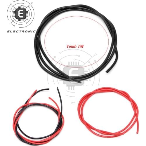 14 AWG Stranded Wire Hook-up Flexible Silicone Electrical Wire Rubber Insulated Tinned Copper 1m Black+1 Red