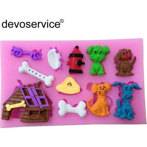 2020 New Puppy Bones Liquid Silicone Mold Fondant Cake Mold Sugar Clay Resin Candy Chocolate Cake Mold Kitchen Baking Too