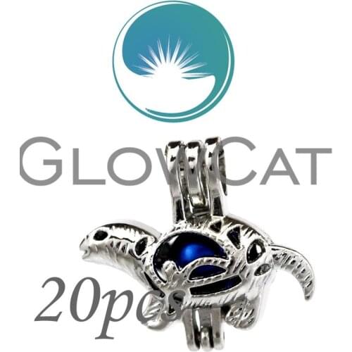 20x KK723 Silver Turtle Tortoise Beads Cage Jewelry Making Essential Oil Diffuser Aromatherapy Pearl Cage Locket Pendant