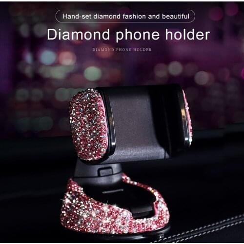 3 In 1 360 Degree Car Phone Holder for Car Dashboard Auto Windows and Air Vent with DIY Crystal Diamond Type