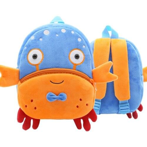 3D Crab Cute Cartoon Animal Baby School Bags Kids Satchel Kindergarten Toys Plush Backpack Children Schoolbag For 2-4 Years