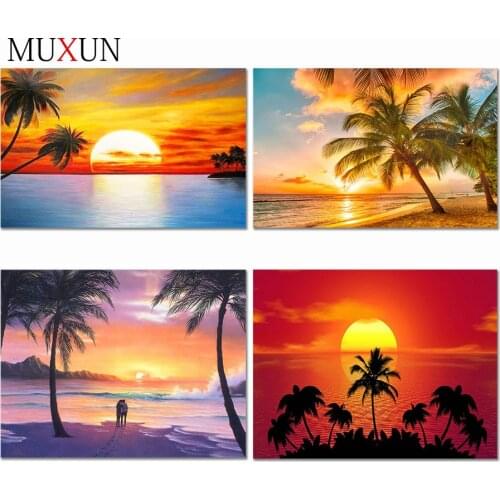 3D Full Diamond Painting Scenery Sunset 5D Diy Special Shaped Seaside Diamond Embroidery Scenery Diamond Mosaic Paintings Er032