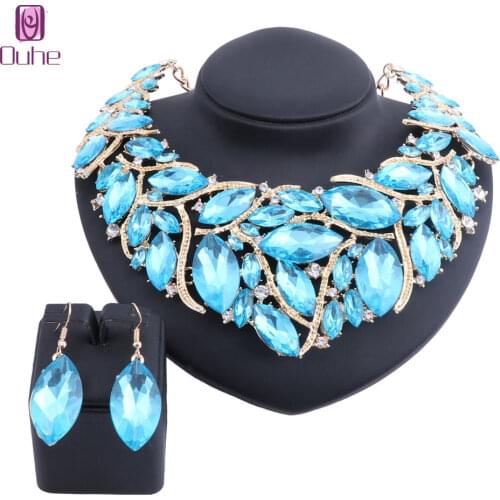 African Beads Jewelry Sets Women Accessories Wedding Bridal Crystal Statement Necklace Earring Jewelry Sets