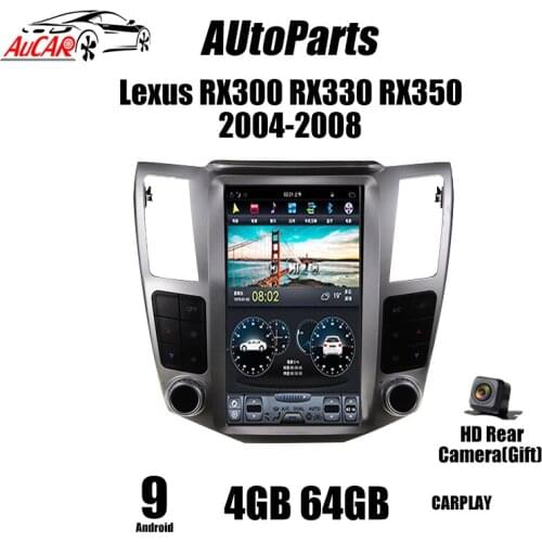Android 9.0 car multimedia For Lexus RX300 RX330 RX350 2004-2008 1 DIN Car radio Tesla Style HD IPS 12.1‘’ Screen stereo