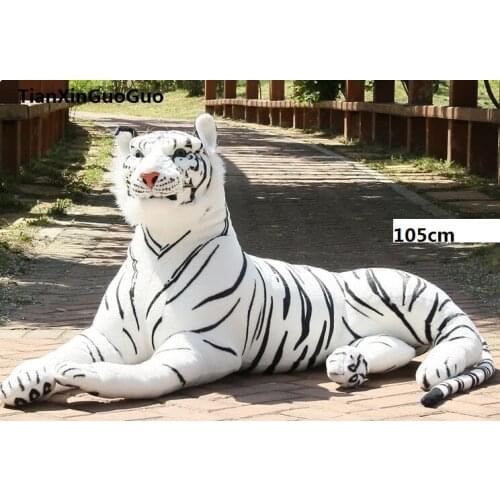 Large 105cm lovely white prone tiger plush toy artificial tiger soft doll throw pillow birthday gift b2038