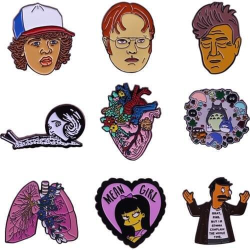 G1054 Cartoon Creative Stranger Thing The Office Tv Show Pin Character Brooch Metal Pins Badge Enamel Lapel Pin Jewelry Gift
