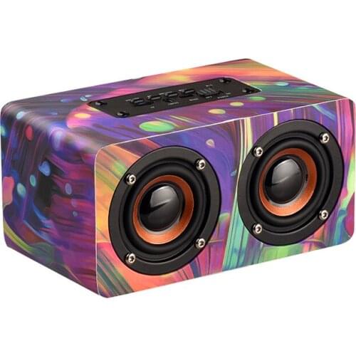 Color Wooden Wireless Bluetooth Speaker Surround Stereo Wooden Computer Speakers Stereo Subwoofer Bluetooth Bookshelf Speakers