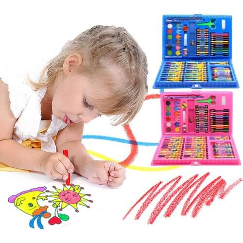 Besegad 86pcs Children Kids Colored Pencil Artist Kit Painting Crayon Marker Pen Brush Drawing Tools Set Kindergarten Supplies