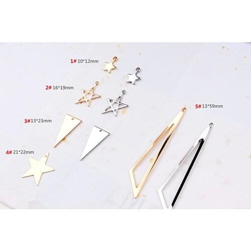 DIY handmade jewelry star triangle shaped pendant earrings earrings Korean triangle copper fittings
