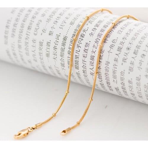 2016New fashion Elegant Feminine snake beads gold chain for women 18inch 2mm 1 Gold Color GP filled chokers Chain Necklace