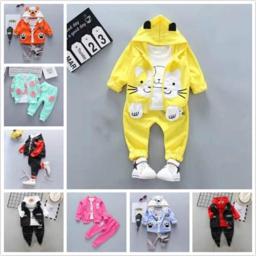Baby Boy Clothing Sets For Kids Clothes Girls Set Tee Shirt Children And Trench Coat Kids Girls Hoodies + Pants 3PCS Sport Suits