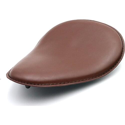 Brown Vintage Motorcycle Leather Solo Seat Cover 3" Spring Swivel Bracket For Harley Chopper Bobber Honda Custom Motocross Moto