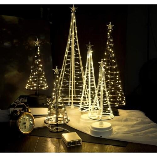 Mini Christmas Tree Metal Decoration Light Warm Elegant Romantic Charming Luxury Gift Night Light