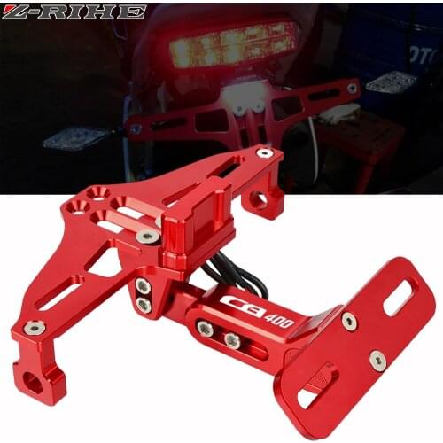 CNC License Number Plate Frame Holder Bracket Adjustable Angle with LED Light For Honda CB400SF CB400SS CBR400F CB400 CB 400 919