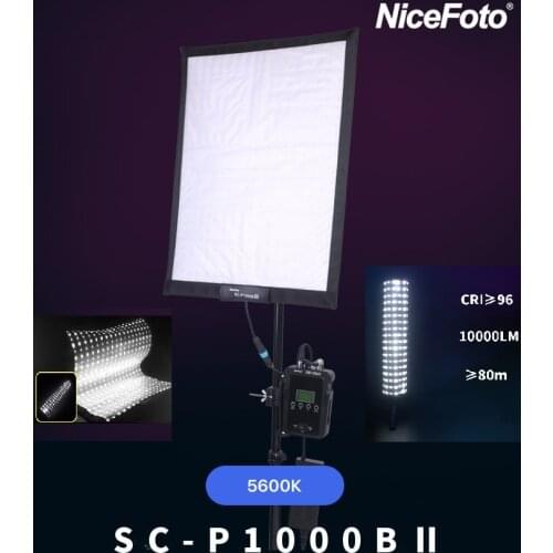NiceFoto SC-P1000BII 60*47.5CM Built-in 2.4 100W High CRI TLCI Roll Flex Rollable Cloth LED Video Light with Bracket and Bag