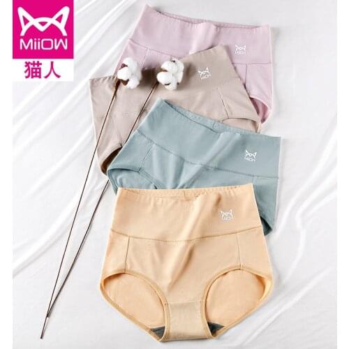 Womens Underwear Cat Man Underwear Female Cotton Tall Waist Abdomen Waist Ms Big Yards Triangle Pants Head Cotton Summer