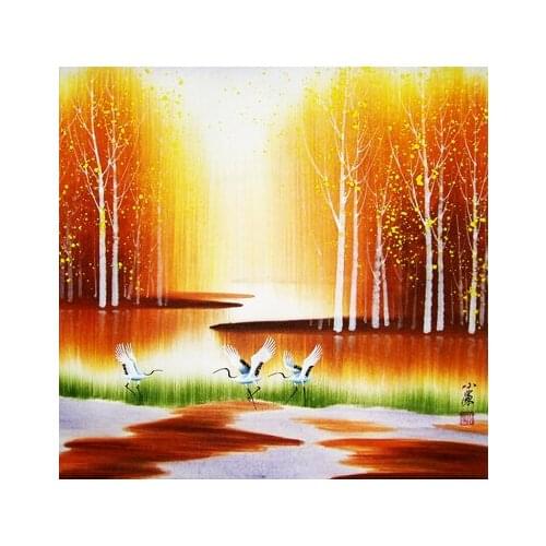 New Embroidery Counted Cross Stitch Kits Needlework Crafts 14 ct DMC DIY Arts Handmade Decor - Gold autumn flying