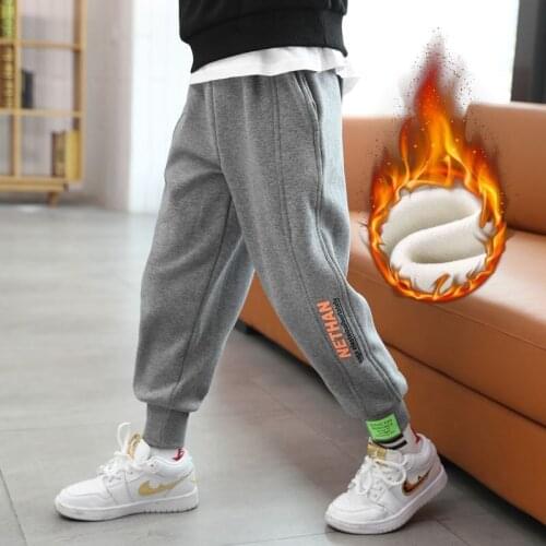New 2020 Boys Autumn/Winter Casual Sports Velvet Pants Childrens Fashion Letter Print Loose Comfortable Cotton Knit Trousers