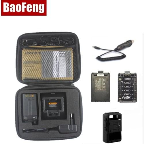 New Baofeng UV-5R two way radio vhf uhf dual band 136-174/400-520MHZ with carring case battery case car charger soft case