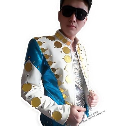 New Fashion Korean version Men Slim jacket costumes Nightclub singer dj show stage dance wear Party show slim coat outfit