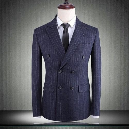 New Mens Suit Jacket Luxury Double Breasted Stripe Wedding Party Blazer Plus Size 5xl Slim Fit Mens Blazers And Suit Jackets