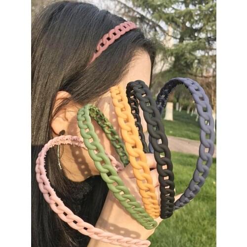New Candy Color Hair Hoop Women Elegant Plastic Frosted Chain Hairband Simple Fashion Girls Ponytail Hair Accessories