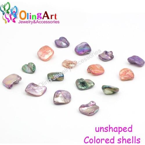 OlingArt 12PCS/LOT colored Natural shells AB Color Loose Beads 15x13mm-18x16mm HOT sale making DIY Jewelry Accessories