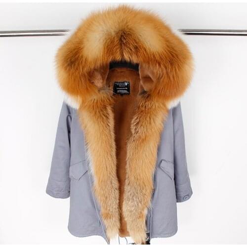 MAO MAO KONG Brand Women Winter 2020 Natural Fox Fur Long Coat Artificial Fur Lining Fur Jacket