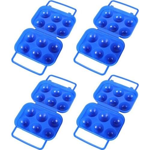 4Pcs Portable Egg Holder Carrier Camping Carrier Folding Egg Storage Tray 6 Grids Plastic Egg Boxes Keeper for Kitchen