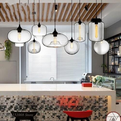Modern Minimalist Pendant Lights Multiple Shapes Glass Pendant Lamp Coffee Shop Bar Hall Hanging Lamp Decoration Indoor Lighting