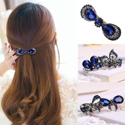 Crystal Butterfly Barrette Hairpin Vintage Rhinestone Flower Hair Pin Hair Clip Women Hair Styling Accessories Girls Headwear