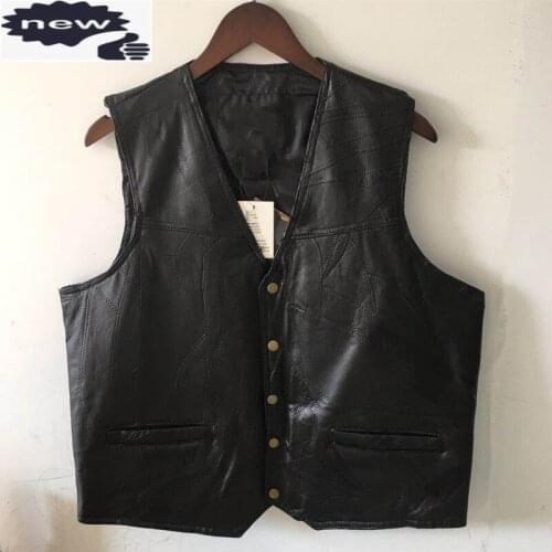 Spring Autumn Men Sleeveless V-Neck Single Breasted Leather Vests Straight Casual Fashion Plus Size 5XL Male Windproof Waistcoat