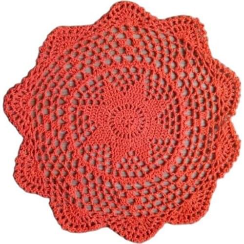 Modern round lace cotton table place mat crochet coffee placemat pad Christmas drink coaster cup mug tea dining doily kitchen