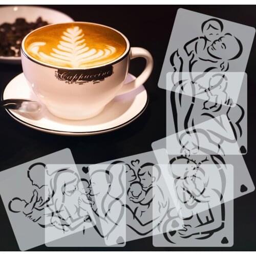 Coffee Latte Mold Mothers Day Series Coffee Stencils Fancy Coffee Printing Mold Cafe Latte Foam Spray Cake Duster Template Tool