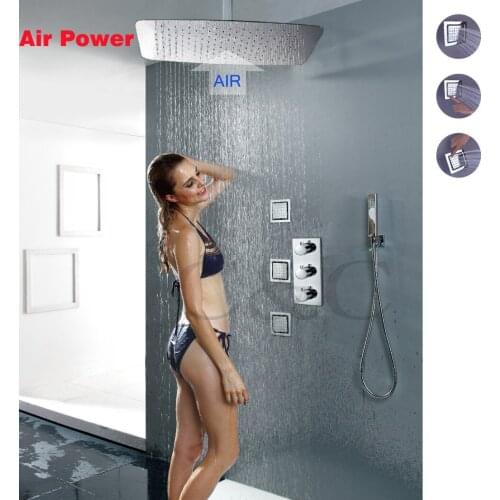 UFO Ultra-thin Stainless Steel 304 Mirror Air Drop Shower Head Set Thermostat Faucet Bathroom Rainfall Shower Bath Faucet