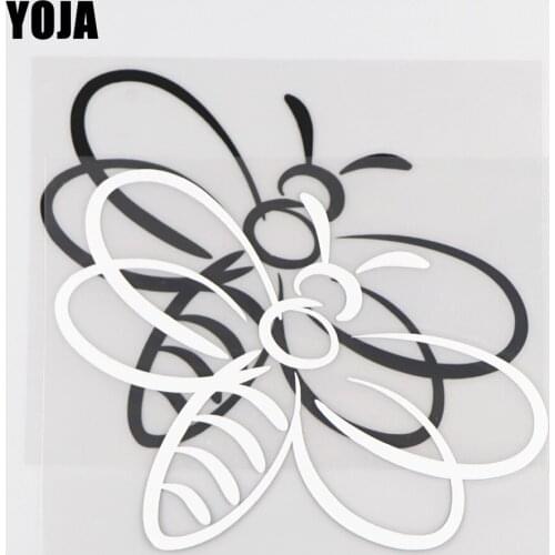 YOJA 13×10.1CM Cartoon Animals Lovely Bee Vinyl Decal Pattern Car Stickers Black/Silver 19C-0110