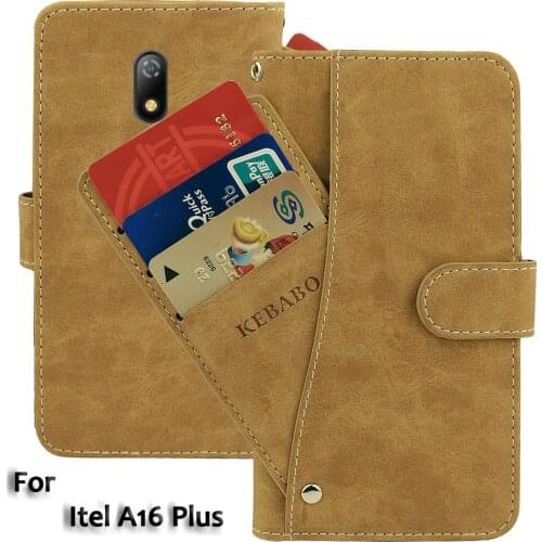Vintage Leather Wallet Itel A16 Plus Case 5" Flip Luxury 3 Front Card Slots Cover Magnet Stand Phone Protective Bags