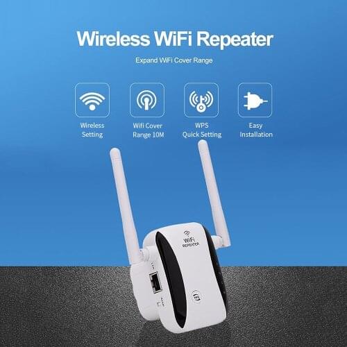 WiFi Repeater WiFi Signal Amplifier Wireless Repeater 300M WiFi Range Extender with Dual Antennas for Home Office EU/US Plug