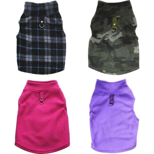 Winter Warm Pet Clothes for Small Dogs Cats Love Grid Soft Fleece Cat Dog Coat Jacket Puppy Clothing Outfits Pet Clothes