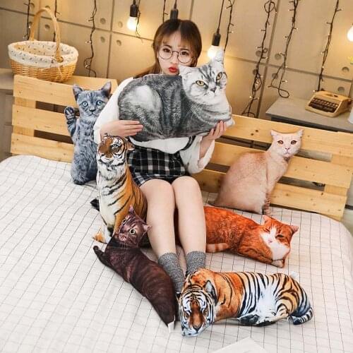 1pc 50/70cm Simulation 3D Plush Cat & Tiger Pillows Soft Stuffed Animals Cushion Sofa Decor Cartoon Plush Toys for Children Girl