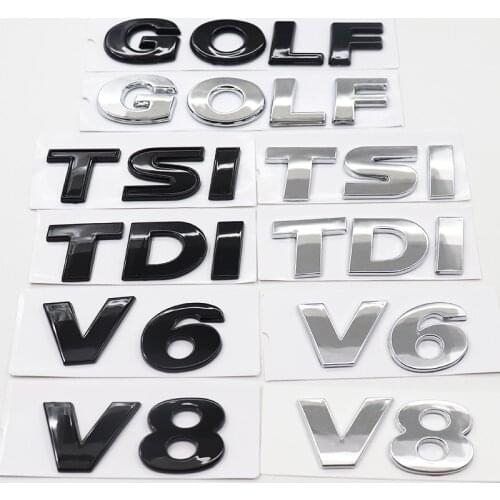 1pcs ABS 3D GOLF TDI TSI V6 V8 Car logo letter sticker Rear tail door trunk sticker car rear sticker Decal styling Accessories