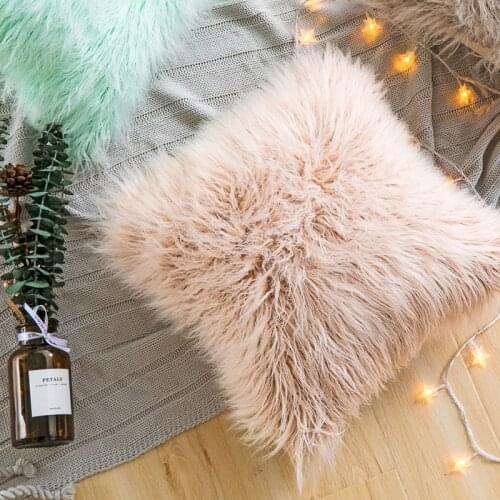 2PC New Solid Soft Fur Plush Decorative Cushion Cover For Home Pillow Case Bed Room Pillowcases Pillows Car Seat Decoration Sofa