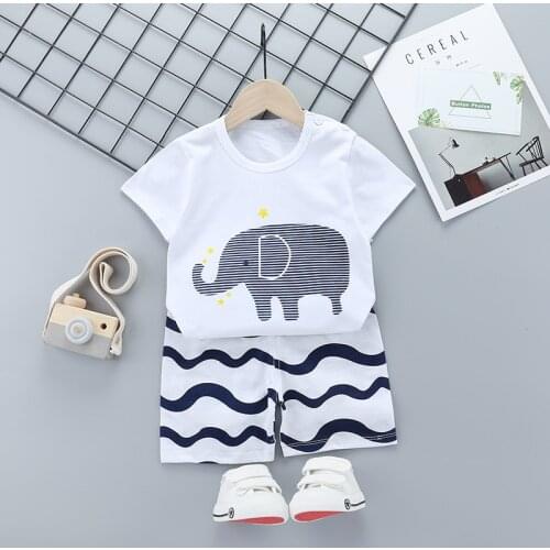 2020 Summer Childrens Clothing New Kids Cotton Casual Short Sleeve Suit Toddler Baby Girl Boy T Shirt Two Pieces Set