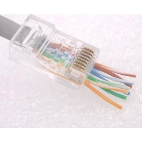 500pcs NEW Hot selling RJ45 Connector8P8C CAT6 Six Types of non shielded through-hole gold-plated Crystal Head Special Wholesale