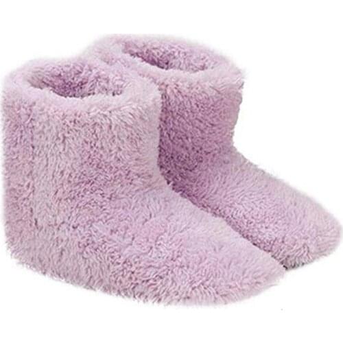 Electric Heated Shoes Comfortable Plush Foot Warmer Shoes Washable USB Charging Electric Heating Shoes for Gift