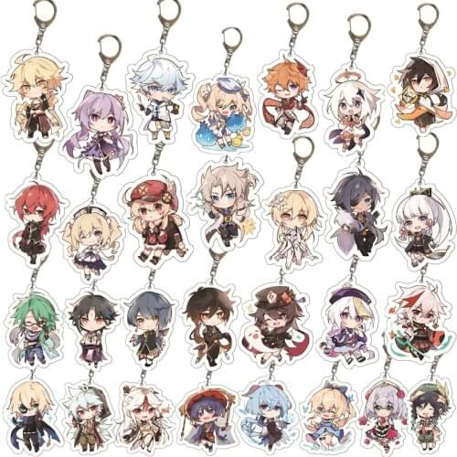 Game Genshin Impact Keychain Badge Accessories Paimon Cosplay Key Chain Cartoon Backpack Pendant Halloween Prop Christmas Gifts