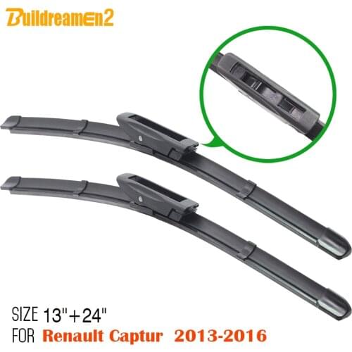 Buildreamen2 1Pair Rubber Bracketless Windscreen Windshield Car Accessories Frameless Wiper Blade For Renault Captur 2013-2016